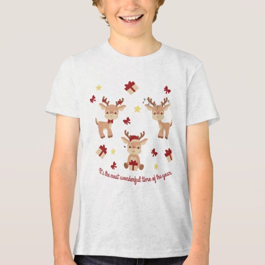 T-shirt En Tri-matière Jours fériés de Noël à Reindeer (Recto)