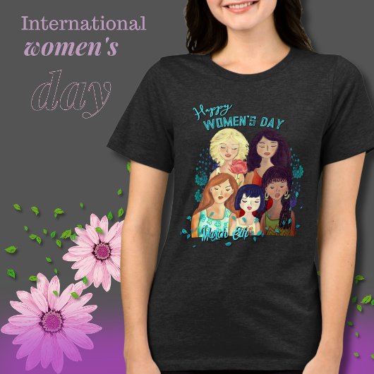 T-shirt En Tri-matière Joyeuse illustration de la Journée des Femmes T-Sh