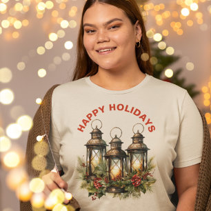 T-shirt En Tri-matière Joyeuses Fêtes Lanterne d'Hiver