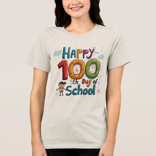 T-shirt En Tri-matière joyeux 100e jour d'école (Recto)