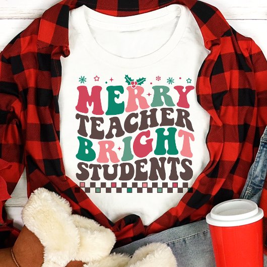 T-shirt En Tri-matière Joyeux enseignant Étudiants brillants Rétro Noël