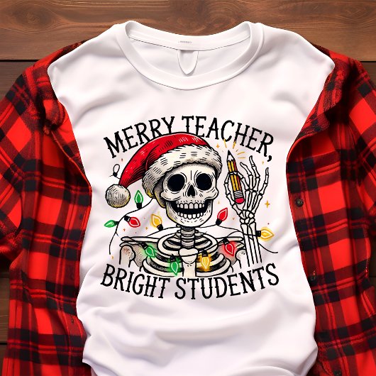 T-shirt En Tri-matière Joyeux enseignant Funny Skeleton Noël