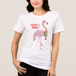 T-shirt En Tri-matière Joyeux et brillant Flamant rose de Noël