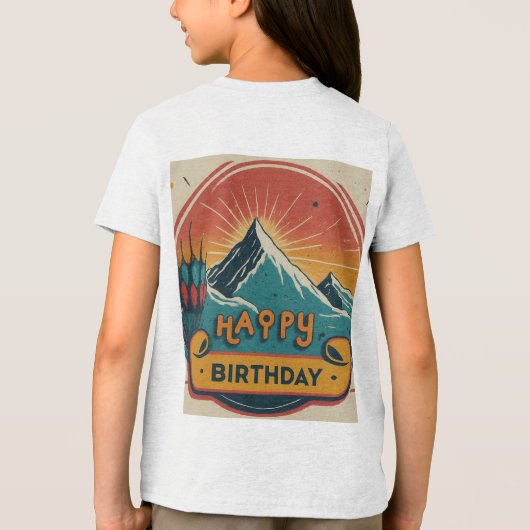 T-shirt En Tri-matière Joyeux gâteau d'anniversaire Jeune Tri-Blend (Verso)