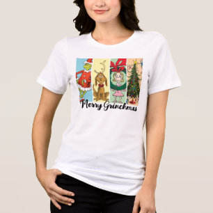 T-shirt En Tri-matière Joyeux Grinchmas Collage de Fêtes