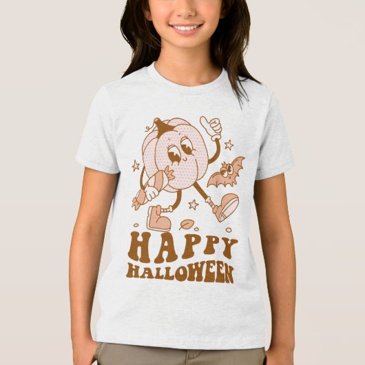 T-shirt En Tri-matière Joyeux Halloween| Citrouille de points de Polka ré (Recto)