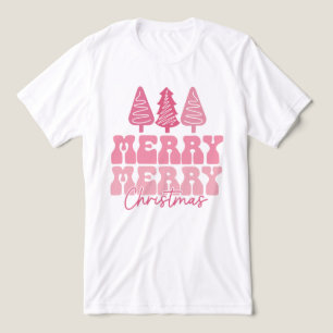 T-shirt En Tri-matière Joyeux Joyeux Noël - Conception des Fêtes Rose