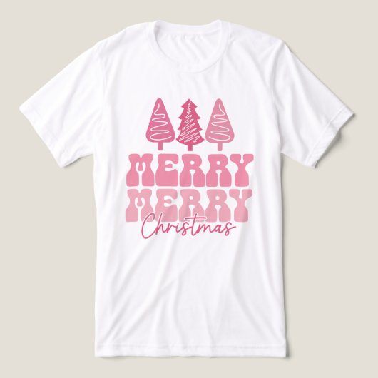 T-shirt En Tri-matière Joyeux Joyeux Noël - Conception des Fêtes Rose (Design Recto)
