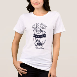 T-shirt En Tri-matière Joyeux Noël avec amour ; Ange couché sur la lune