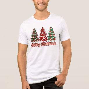 T-shirt En Tri-matière Joyeux Noël Buffalo Plaid Arbres Design-42019