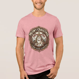 T-shirt En Tri-matière Joyeux Noël Chat Christmas Vintage Vector Art S