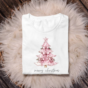 T-shirt En Tri-matière Joyeux Noël Coquette Chemise Arbre Rose