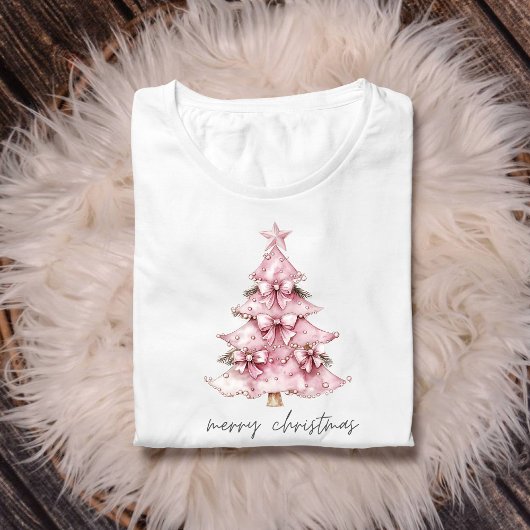 T-shirt En Tri-matière Joyeux Noël Coquette Chemise Arbre Rose
