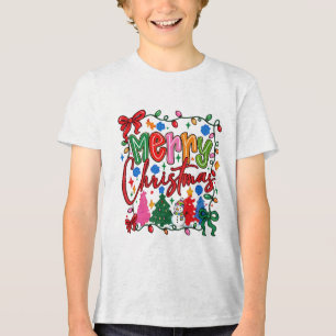 T-shirt En Tri-matière Joyeux Noël Dessins d'Enfants Illustrations Joue
