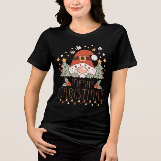 T-shirt En Tri-matière Joyeux Noël mignon Festif Whimsical Père Noël (Recto)