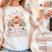 T-shirt En Tri-matière Joyeux Noël mignon renne Whimsical Festin
