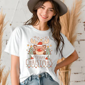 T-shirt En Tri-matière Joyeux Noël mignon renne Whimsical Festin