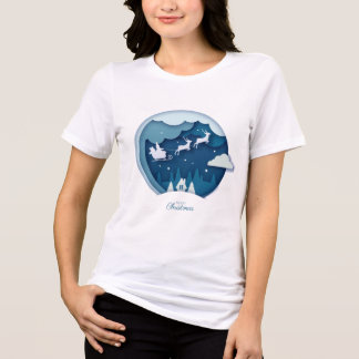 T-shirt En Tri-matière Joyeux Noël - Père Noël avec la neige tomber T-shi