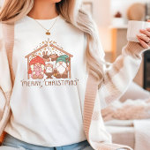 T-shirt En Tri-matière Joyeux Noël Religieux Gnome Manger Noël