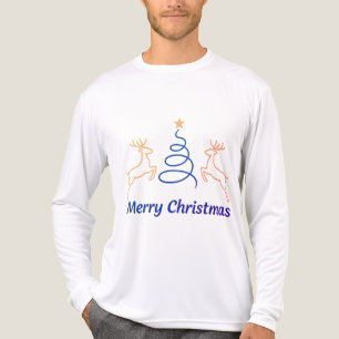 T-shirt En Tri-matière Joyeux Noël Renne Manches Longues Tri-Blend Shi