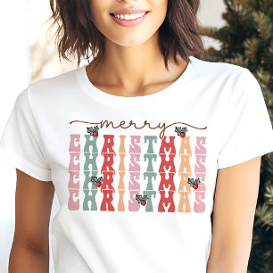 T-shirt En Tri-matière Joyeux Noël Retro Typographie vacances