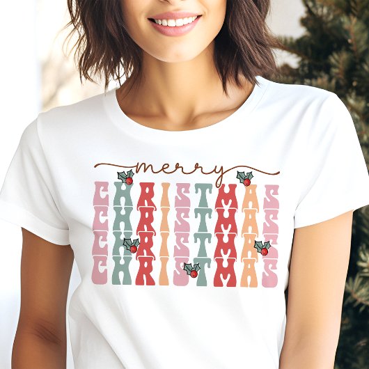 T-shirt En Tri-matière Joyeux Noël Retro Typographie vacances
