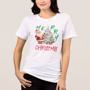T-shirt En Tri-matière Joyeux Noël Santa Conception d'Arbre