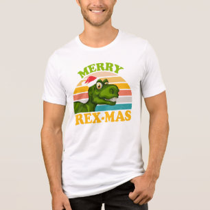 T-shirt En Tri-matière Joyeux Rex-mas Noël Dinosaur Cute Dino