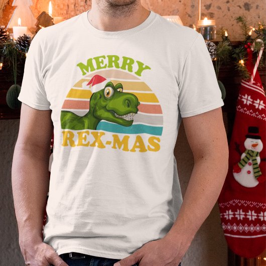 T-shirt En Tri-matière Joyeux Rex-mas Noël Dinosaur Cute Dino