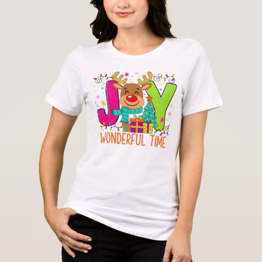 T-shirt En Tri-matière "JOYful Reindeer Christmas Tee" (Recto)