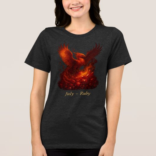 T-shirt En Tri-matière Juillet Ruby - Phoenix et Pierre de naissance (Recto)