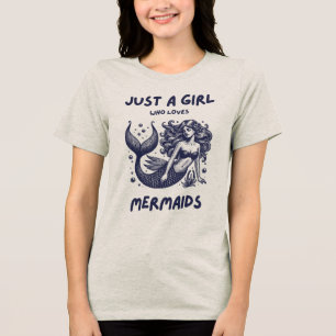 T-shirt En Tri-matière Juste Une Fille Qui Aime Les Sirènes Vintage Océan