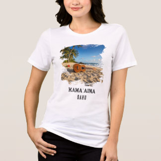 T-shirt En Tri-matière Kamaʻaina Oahu Ukelele sur la plage d'Hawaii