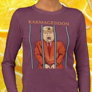 T-shirt En Tri-matière KARMAGEDDON : Trump en prison Orange Jumpsuit Drôl