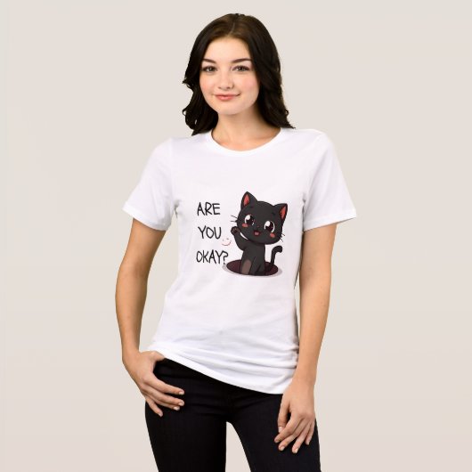 T-shirt En Tri-matière Kawaii Black Cat T-Shirt (Recto plein)