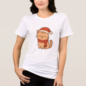 T-shirt En Tri-matière Kawaii Christmas Cat with Scarf (Recto)