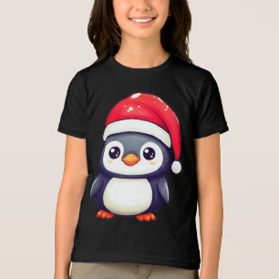 T-shirt En Tri-matière Kawaii Penguin Portant un chapeau de Père Noël cos