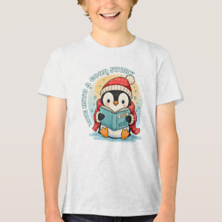 T-shirt En Tri-matière Kids' Ash Grey Reading Penguin Adventure Cotton Te