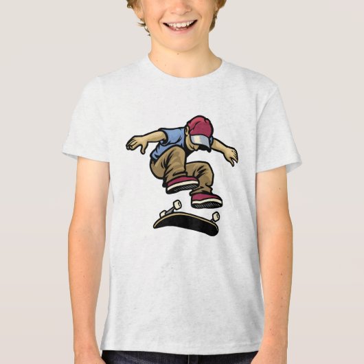T-shirt En Tri-matière Kids Kick Flip Skateboarder (Recto)
