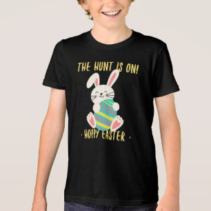 T-shirt En Tri-matière La Chasse Est En Cours - Chemise Enfants Bunny Pâq