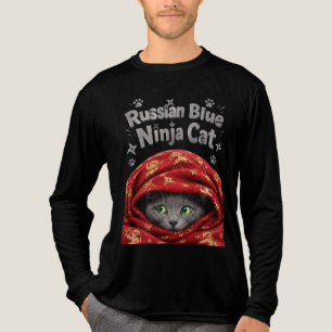 T-shirt En Tri-matière La Furtive et Empesée : Chat Ninja Bleu Russe