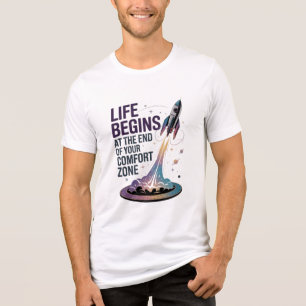 T-SHIRT EN TRI-MATIÈRE LA VIE COMMENCE À LA FIN DE VOTRE ZONE DE CONFORT
