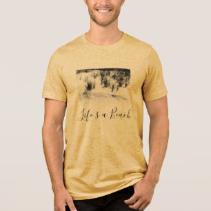 T-shirt En Tri-matière "La vie est une plage" Photo Noir Gris Motivationn