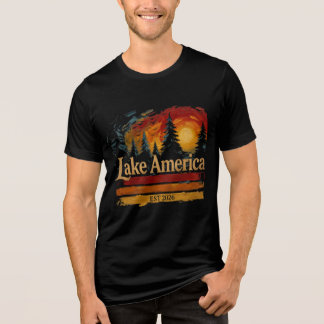 T-shirt En Tri-matière Lac Amérique Vintage Coucher de soleil Hommes Femm