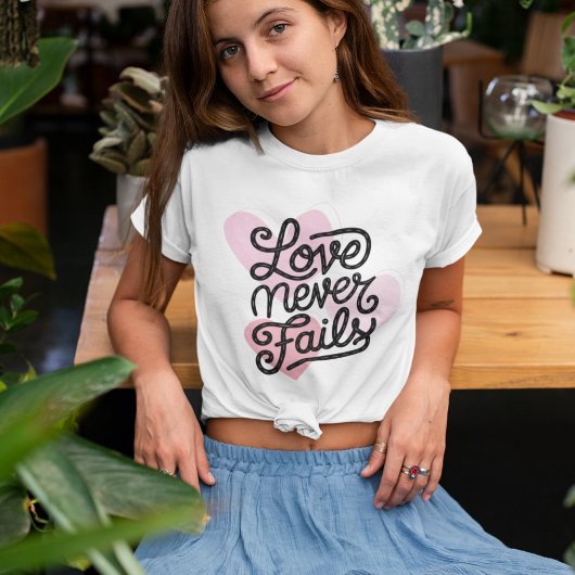 T-shirt En Tri-matière L'amour n'échoue jamais Coeurs valentins chrétiens