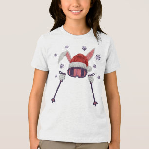 T-shirt En Tri-matière Lapin de ski en faux fil avec chapeau de Père Noël