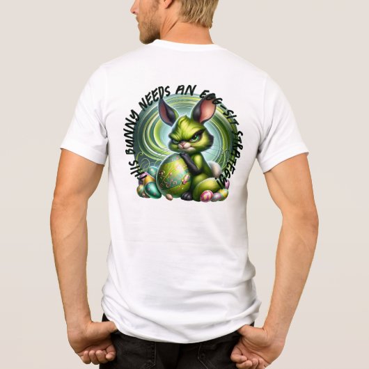 T-shirt En Tri-matière Lapin Frustré Personnalisable Embrassant un Oeuf, (Verso)