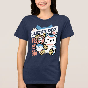 T-shirt En Tri-matière L'art du chat chanceux – Maneki Neko avec pièce d'