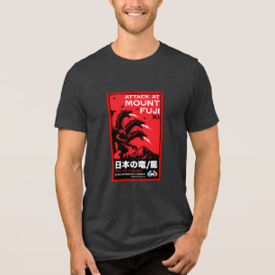 T-shirt En Tri-matière L'Attaque Japonaise De Kaiju Sur Le Mont Fidji