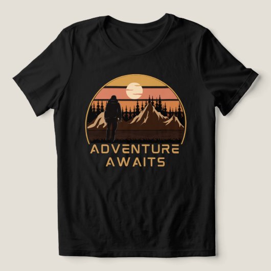 T-shirt En Tri-matière L'aventure commence Camping Randonnée, l'aventure (Design Recto)